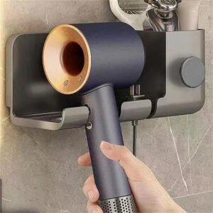 Wall-Mounted Hair Dryer, Toothbrush & Comb Holder