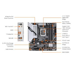 GIGABYTE B760M Gaming Plus WiFi DDR4 LGA 1700 Intel B760 M-ATX Motherboard with DDR4, 2* M.2, PCIe 4.0, Front USB 3.2 Gen 1 Type-C, WiFi 6 GbE LAN, Q-Flash Plus, PCIe EZ-Latch