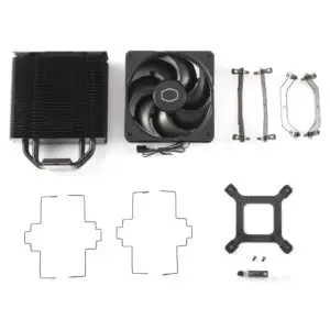 Cooler Master Hyper 212 Black CPU Air Cooler - Aluminium Finish, 4 Compact Continuous Direct Contact Heat Pipes, SickleFlow 120 Edge Fan, LGA1700 & AM5 Brackets - Black
