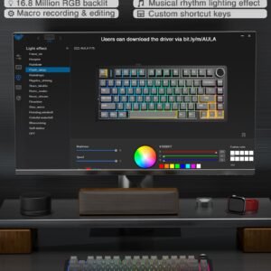 AULA F75 Pro Wireless Mechanical Keyboard,75% Hot Swappable Custom Keyboard with Knob,RGB Backlit,Pre-lubed Reaper Switches,Side Printed PBT Keycaps,2.4GHz/USB-C/BT5.0 Mechanical Gaming Keyboards
