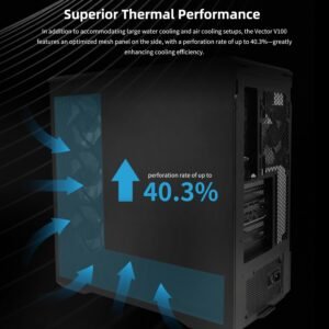 Lian Li V100 ATX Mid-Tower PC Case, 4 x 120mm ARGB PWM Fans Pre-Installed, LED RGB Strip, Display Platform with Tempered Glass, Support 420mm GPUs, 360mm Radiator, Optimized Airflow - Black (V100RX)