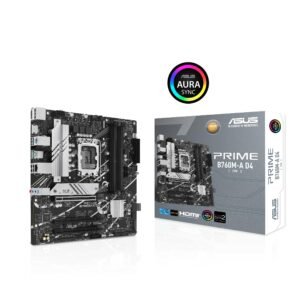 ASUS Prime B760M-A D4-CSM Intel B760 (LGA 1700) mATX Commercial CSM Motherboard, PCIe 4.0, DDR4, 2X M.2, 2.5Gb LAN, DP, 2X HDMI, SATA 6 Gbps, USB Type-C, Aura Sync, ASUS Control Center Express