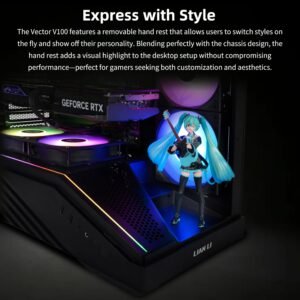 Lian Li V100 ATX Mid-Tower PC Case, 4 x 120mm ARGB PWM Fans Pre-Installed, LED RGB Strip, Display Platform with Tempered Glass, Support 420mm GPUs, 360mm Radiator, Optimized Airflow - Black (V100RX)