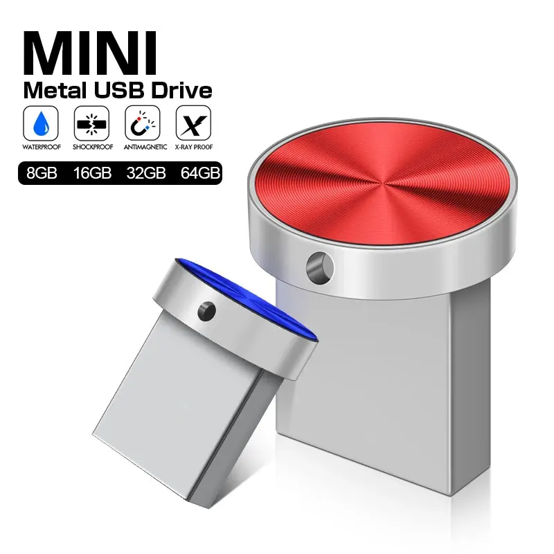 Super Mini USB flash drive 4GB 8GB 32GB 64GB 128GB Metal Pendrive flash memory Stick 256gb Waterproof usb stick best gifts