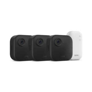 Blink Outdoor 4 – Wireless smart security camera, two-year battery life, 1080p HD day and infrared night live view, two-way talk. Sync Module Core included – 3 camera system