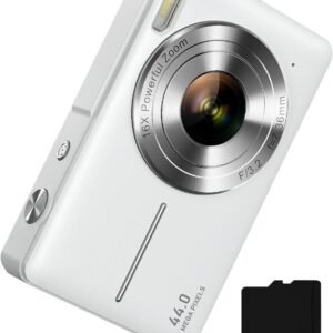 Digital Camera, FHD 1080P Digital Point and Shoot Camera with 16X Zoom Anti Shake, 32GB Card, Compact Small Camera for Boys Girls Kids, Pink