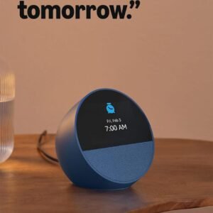 Amazon Echo Spot (newest model), Great for nightstands, offices and kitchens, Smart alarm clock, Designed for Alexa+, Glacier White