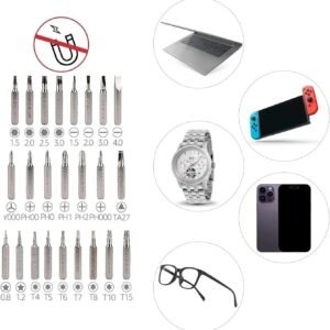 Amazon Basics Magnetic Ratcheting Wrench and Electronics Precision Screwdriver Tool Set, 73-Piece, with Carry Case for Household Repair, Small Jobs, Eyeglasses, Black/Red/Silver