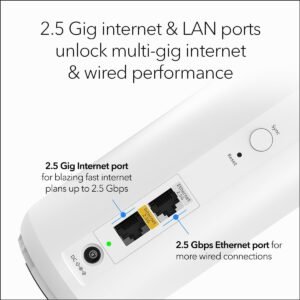 NETGEAR Orbi 370 Series Dual-Band WiFi 7 Mesh Network System for Home (RBE373) – Wireless Router + 2 Extenders, Security Features, 5 Gbps, Covers 6,000 sq.ft., 70 Devices, 2.5GB Internet Port, BE5000