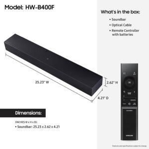 Samsung B-Series Soundbar HW B400F 2.0 ch Soundbar with Built in Subwoofer (2025 Model) One Remote Control, Surround Sound Expansion, Voice Enhance Mode