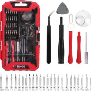 Amazon Basics Precision Screwdriver Set, 32-Piece Electronics Repair Tool Kit for Laptops, Smartphones, Eyeglasses, Watches, Magnetic Tip, Red