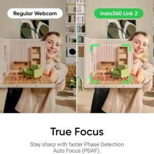 Insta360 Link 2 - PTZ 4K Webcam for PC/Mac, 1/2" Sensor, AI Tracking, HDR, AI Noise-Canceling Mic, Gesture Control for Streaming, Video Calls, Gaming, Works with Zoom, Teams, Twitch & More