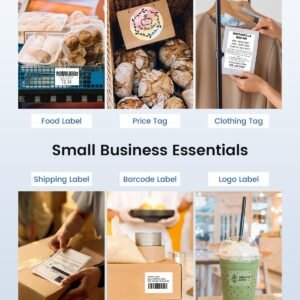 M102 Label Makers - Barcode Label Printer Label Maker with 7000+ Icons 700+ Templates for Small Business, Address, Ingrediant, QR Code, Clothing, Mailing Gift Tag for Phones & PC, Black