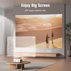 AuKing Projector, 2025 Upgraded Mini Projector, Full HD 1080P Home Theater Video Projector, Compatible with HDMI/USB/AV/Smartphone/TV Box/Laptop