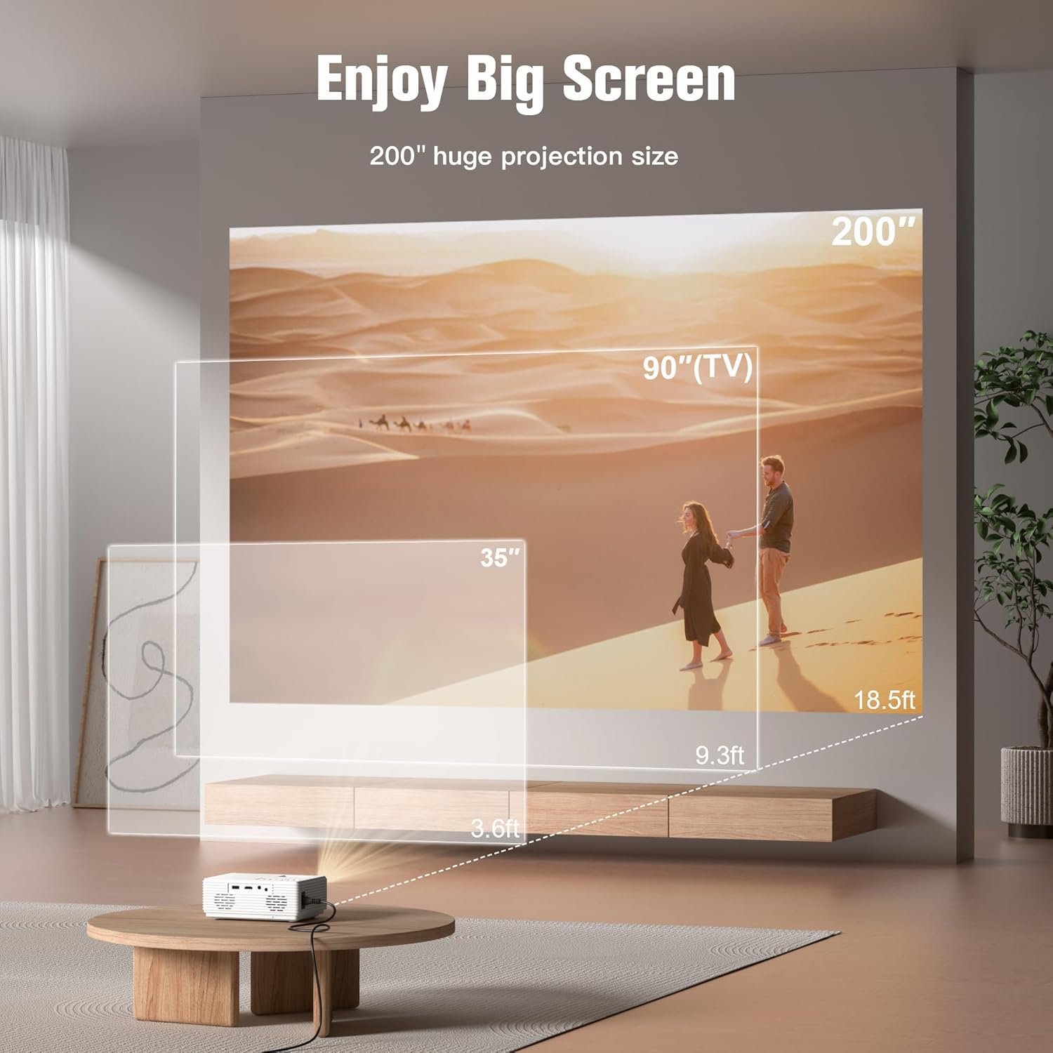 AuKing Projector, 2025 Upgraded Mini Projector, Full HD 1080P Home Theater Video Projector, Compatible with HDMI/USB/AV/Smartphone/TV Box/Laptop