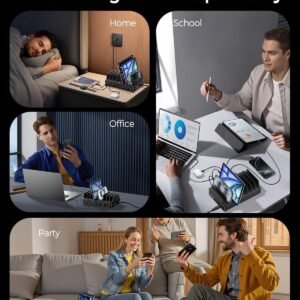 400W Charging Station for Multiple Devices, 10 Port Double PD 100W USB C Charging Station with 6 Cables, Multi-Device Organizer Fast Charging Dock for MacBook, iPad, iPhone, Cell Phone, Tablet