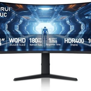 KOORUI 34-inch Curved Ultrawide WQHD 3440Ă—1440 Gaming Monitor, 180Hz 1000R- PIP/PBP, 1ms(MPRT), HDR400, DCI-P3 95%, FreeSync Premium, 1 x DP 1.4 & 2 x HDMI 2.0, Tilt Height Swivel Adjustment, 34E6UC