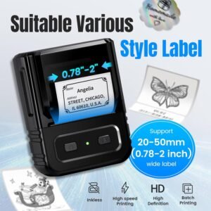 M102 Label Makers - Barcode Label Printer Label Maker with 7000+ Icons 700+ Templates for Small Business, Address, Ingrediant, QR Code, Clothing, Mailing Gift Tag for Phones & PC, Black