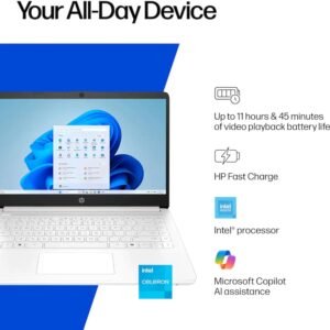 HP Home and Student Essential Laptop with Microsoft 365-1.1TB Storage - 8GB RAM - Intel Inside | Anti-Glare Display, 64GB SSD and 1TB Cloud Storage, Fast Charge and 12hrs Battery, no Mouse