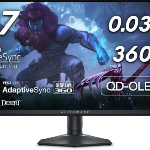 Alienware AW2725DF OLED Gaming Monitor - 26.7-inch Quantom-Dot WQHD (2560x1440) 360Hz 0.03Ms Display, AMD FreeSync Premium Pro, HDMI/DP/USB 3.2 Gen1, Height/Tilt/Swivel/Pivot Adjustability - Black