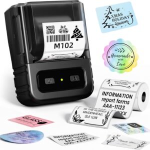 M102 Label Makers - Barcode Label Printer Label Maker with 7000+ Icons 700+ Templates for Small Business, Address, Ingrediant, QR Code, Clothing, Mailing Gift Tag for Phones & PC, Black