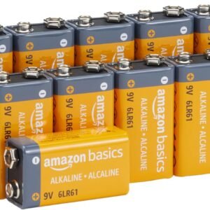 Amazon Basics 12-Pack 9V Long-Lasting Alkaline Batteries, 5-Year Shelf Life - For Smoke Detector, Electronics & Audio