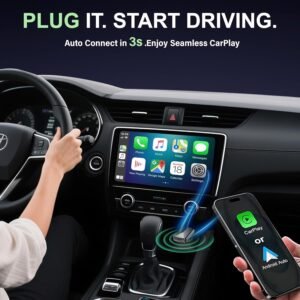 Wireless CarPlay Adapter– Android Auto Wireless Adapter, 5.8GHz Wi-Fi Plug & Play,Mini and Stable iOS 10+/Android 10+, Fast Auto-Connect for Cars 2016+ (1Pcs)