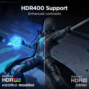 KOORUI 34-inch Curved Ultrawide WQHD 3440Ă—1440 Gaming Monitor, 180Hz 1000R- PIP/PBP, 1ms(MPRT), HDR400, DCI-P3 95%, FreeSync Premium, 1 x DP 1.4 & 2 x HDMI 2.0, Tilt Height Swivel Adjustment, 34E6UC