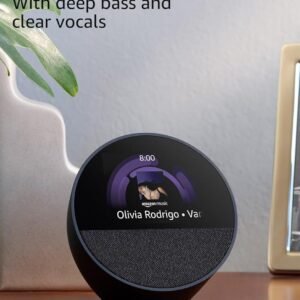 Amazon Echo Spot (newest model), Great for nightstands, offices and kitchens, Smart alarm clock, Designed for Alexa+, Glacier White