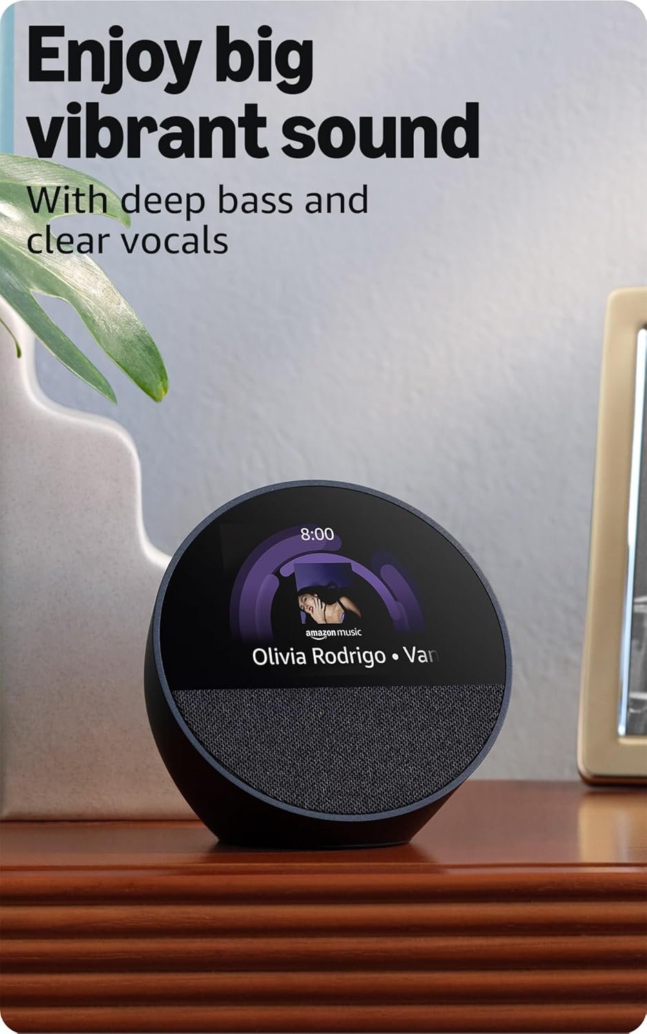 Amazon Echo Spot (newest model), Great for nightstands, offices and kitchens, Smart alarm clock, Designed for Alexa+, Glacier White