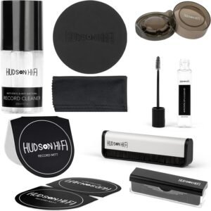 Vinyl Record Cleaning Kit 9-in-1 - Record Mitts, Anti-Static Record Cleaner w/Microfiber Cloth, Label Protector, Velvet & Carbon Fiber Record Cleaning Brush, Gel Stylus Cleaner for Record Needles