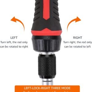 Amazon Basics Magnetic Ratcheting Wrench and Electronics Precision Screwdriver Tool Set, 73-Piece, with Carry Case for Household Repair, Small Jobs, Eyeglasses, Black/Red/Silver