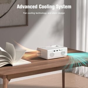 AuKing Projector, 2025 Upgraded Mini Projector, Full HD 1080P Home Theater Video Projector, Compatible with HDMI/USB/AV/Smartphone/TV Box/Laptop