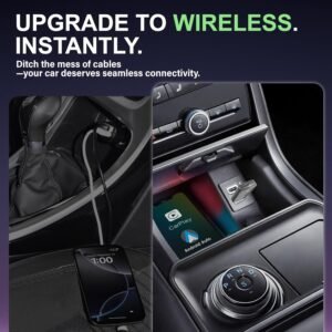 Wireless CarPlay Adapter– Android Auto Wireless Adapter, 5.8GHz Wi-Fi Plug & Play,Mini and Stable iOS 10+/Android 10+, Fast Auto-Connect for Cars 2016+ (1Pcs)