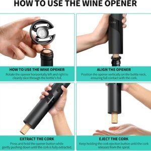 CIRCLE JOY Rechargeable Wine Opener Electric Wine Bottle Opener 7-in-1 Wine Gift Set with Electric Vacuum Pump, Charging Station, Foil Cutter, Wine Aerator Pourer and 2 Wine Stoppers