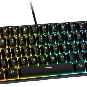 Snpurdiri 60% Wired Gaming Keyboard, RGB Backlit Ultra-Compact Mini Keyboard, Waterproof Small Compact 61 Keys for PC/Mac Gamer, Typist, Travel, Easy to Carry on Business Trip(Black)