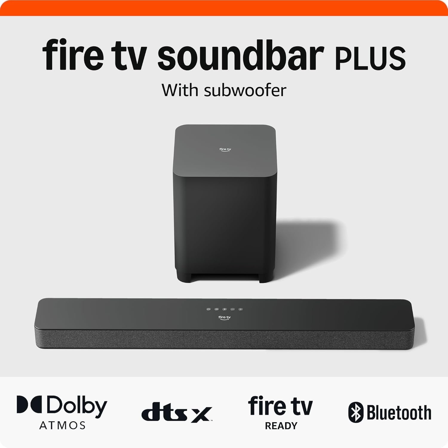 Amazon Fire TV Soundbar Plus with subwoofer (newest model), 3.1 channel, Dolby Atmos, DTS:X, clear dialogue