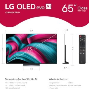 LG 65-Inch Class OLED evo AI 4K C5 Series Smart TV w/Dolby Atmos, Dolby Vision, HDR10, AI Super Upscaling 4K, Filmmaker Mode, Wow Orchestra, Alexa Built-in (OLED65C5PUA, 2025)