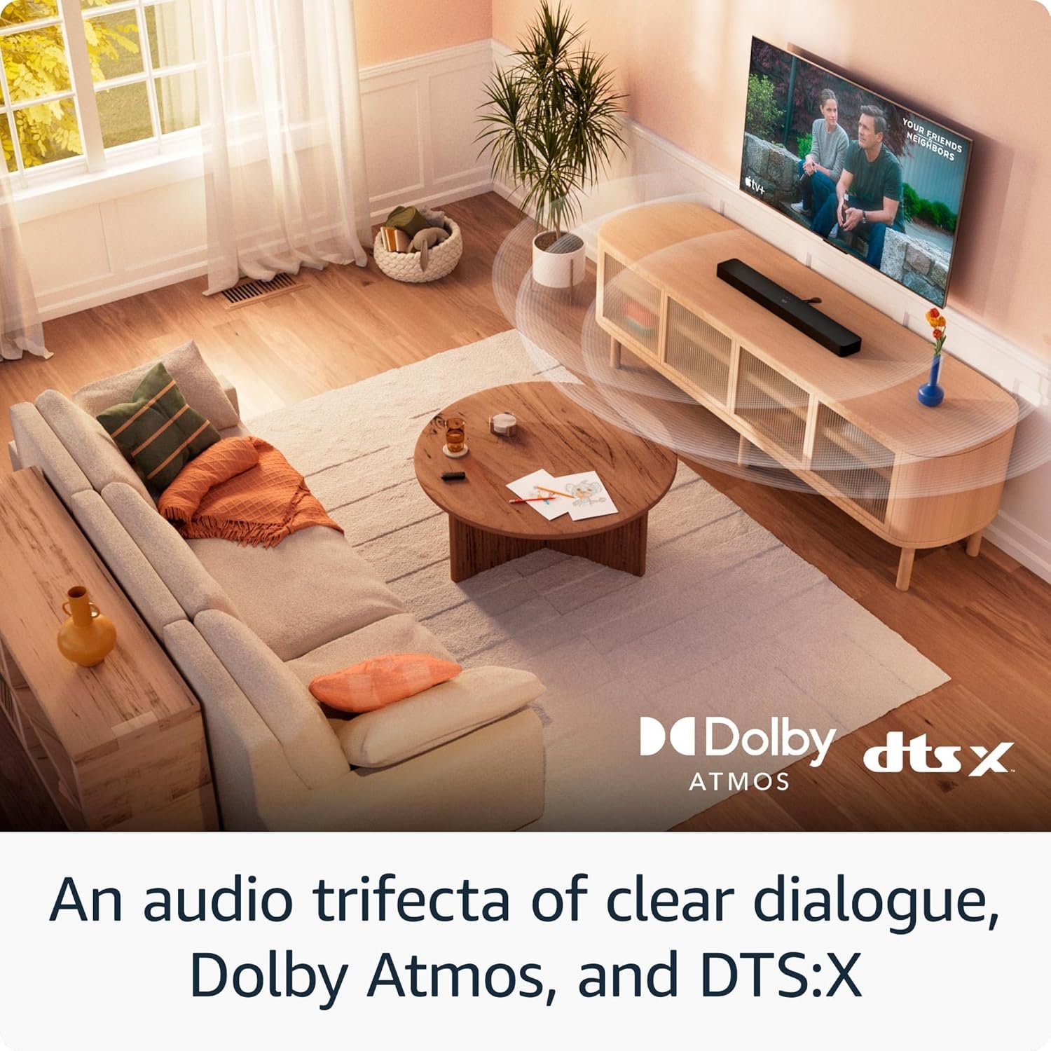 Amazon Fire TV Soundbar Plus with subwoofer (newest model), 3.1 channel, Dolby Atmos, DTS:X, clear dialogue