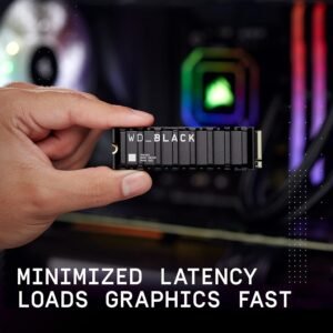 WD_BLACK SN850X 1TB NVMe SSD with Heatsink - M.2 2280, Up to 7,300 MB/s Read speeds, Up to 6,300 MB/s write speeds, Gaming Expansion, High Performance Internal Solid State Drive - WDS100T2XHE