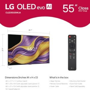 LG 55-Inch Class OLED evo AI Super Upscaling 4K G5 Series Smart TV w/Dolby Atmos & Vision, HDR10, Filmmaker Mode, Wow Orchestra, Alexa Built-in (OLED55G5WUA, 2025)