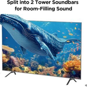 Sound Bar for Smart TV, Soundbar with Bluetooth/ARC/Opt/AUX Connect, Auto Volume Boost, 3 Equalizer Modes, 2 in 1 Detachable Soundbar for TV/PC/Gaming/Projectors