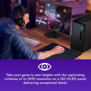 Alienware AW2725DF OLED Gaming Monitor - 26.7-inch Quantom-Dot WQHD (2560x1440) 360Hz 0.03Ms Display, AMD FreeSync Premium Pro, HDMI/DP/USB 3.2 Gen1, Height/Tilt/Swivel/Pivot Adjustability - Black