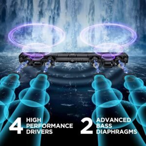 Sound Bar for Smart TV, Soundbar with Bluetooth/ARC/Opt/AUX Connect, Auto Volume Boost, 3 Equalizer Modes, 2 in 1 Detachable Soundbar for TV/PC/Gaming/Projectors