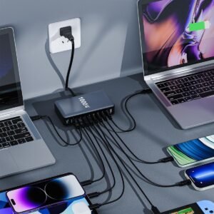 1000W USB C Charger Block,10-Port USB C Charging Station GaN IV Travel Essentials Multiple Port Charging Station,140W Laptop Fast Charger Adapter for MacBook Pro/Air,DELL,iPad,iPhone,Samsung Galaxy