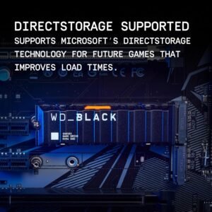 WD_BLACK SN850X 1TB NVMe SSD with Heatsink - M.2 2280, Up to 7,300 MB/s Read speeds, Up to 6,300 MB/s write speeds, Gaming Expansion, High Performance Internal Solid State Drive - WDS100T2XHE